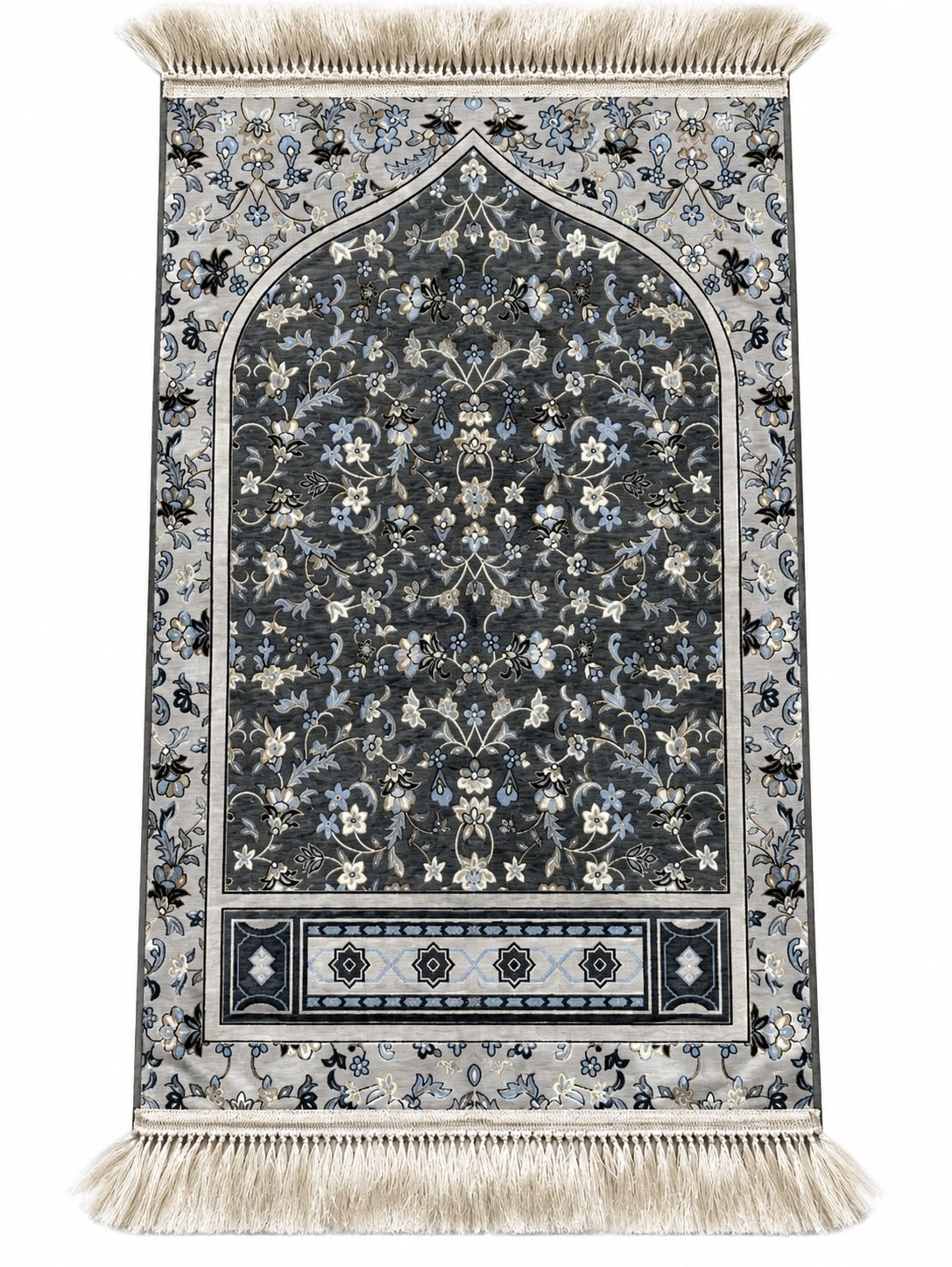 Syrian Prayer Mat – Soft Velvet Imported Janamaz (Grey)