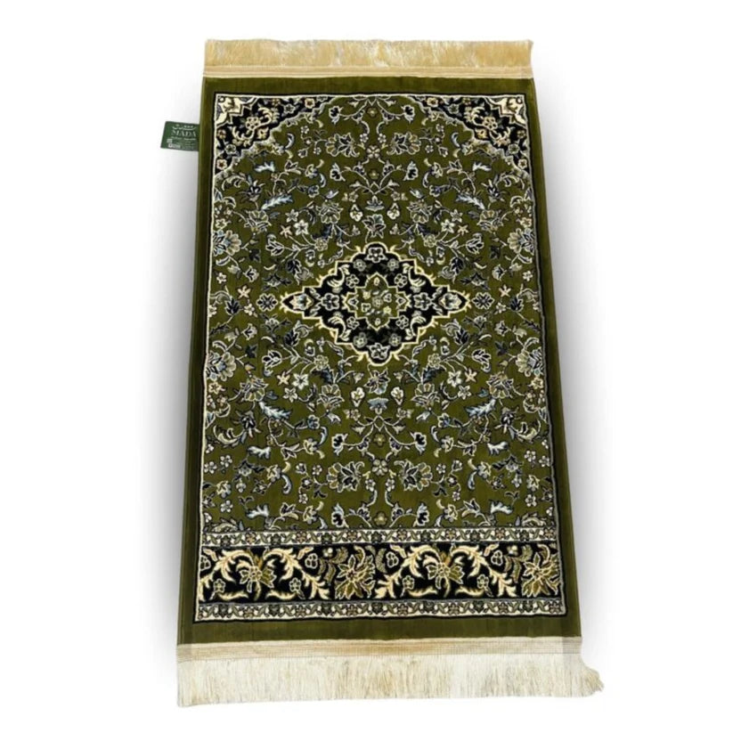Al Rawdah Riaz-ul-Jannah Green Prayer Mat 8mm Thick, Made in Medina, Saudia Arabia