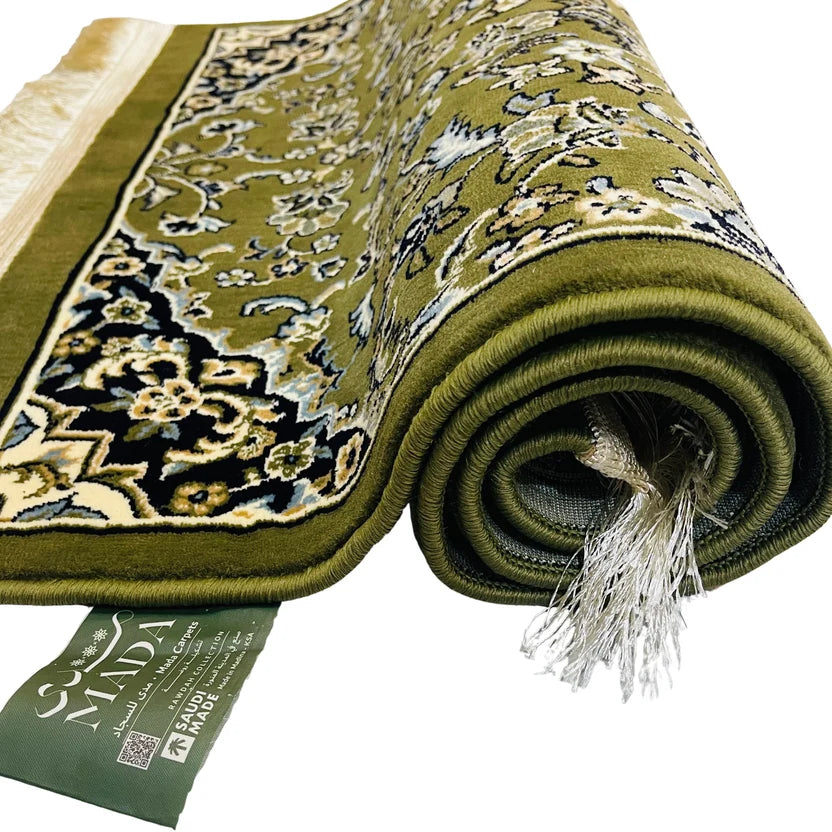 Al Rawdah Riaz-ul-Jannah Green Prayer Mat 8mm Thick, Made in Medina, Saudia Arabia