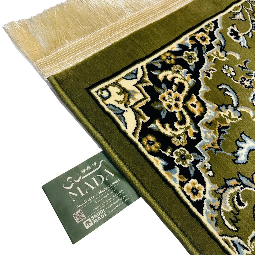 Al Rawdah Riaz-ul-Jannah Green Prayer Mat 8mm Thick, Made in Medina, Saudia Arabia