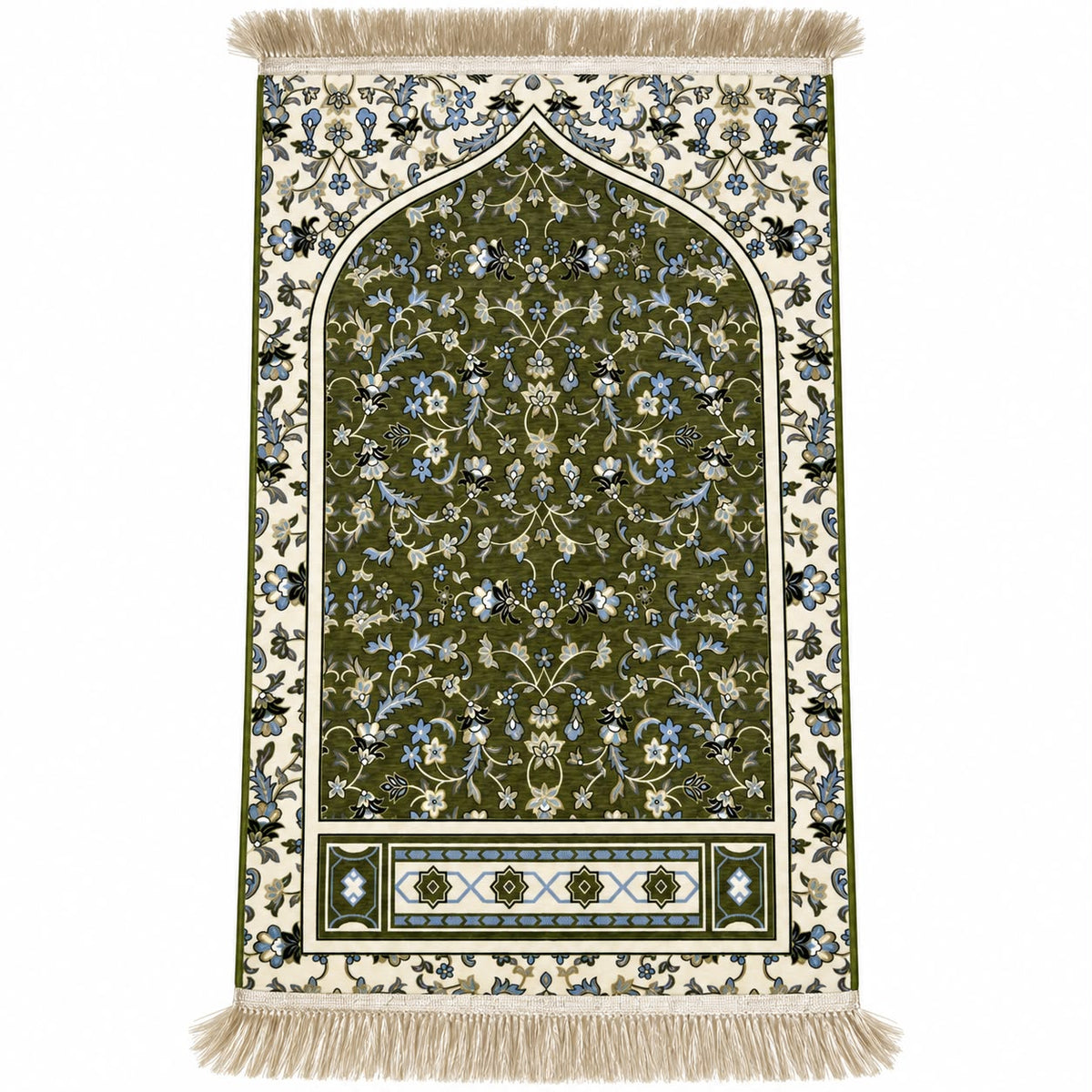 Syrian Prayer Mat – Soft Velvet Imported Janamaz (Olive Green)