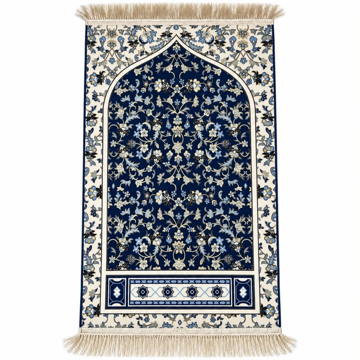 Syrian Prayer Mat – Soft Velvet Imported Janamaz (Navy Blue)